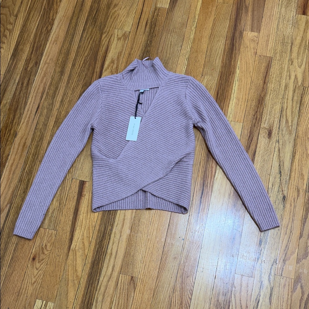 Pink Rose Women's Mauve Ribbed Cowl Sweater